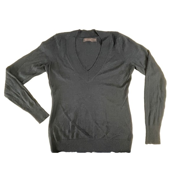 The Limited Black Merino Wool Acrylic V-Neck Women’s Lightweight Sweater Sz Med - Picture 1 of 8